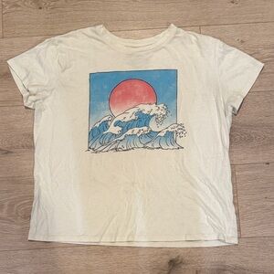 Fifth Sun Cream Tee with Blue and Red Graphic